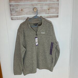 Eddie Bauer Quarter Zip Fleece Pullover Jacket Men 2XL Beige Pockets Outdoor